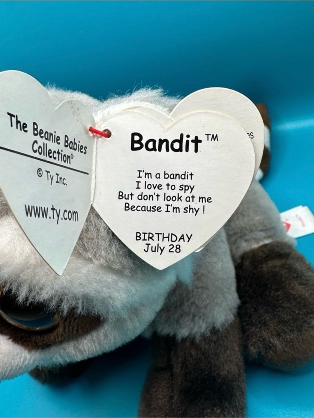 TY Beanie Boo Plush Gray and Brown Raccoon Stuffed Animal - Picture 2 of 4